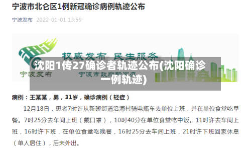 沈阳1传27确诊者轨迹公布(沈阳确诊一例轨迹)-第1张图片